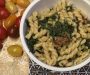 One pot pasta dish: chicken, sun dried tomato, spinach and cheese pasta
